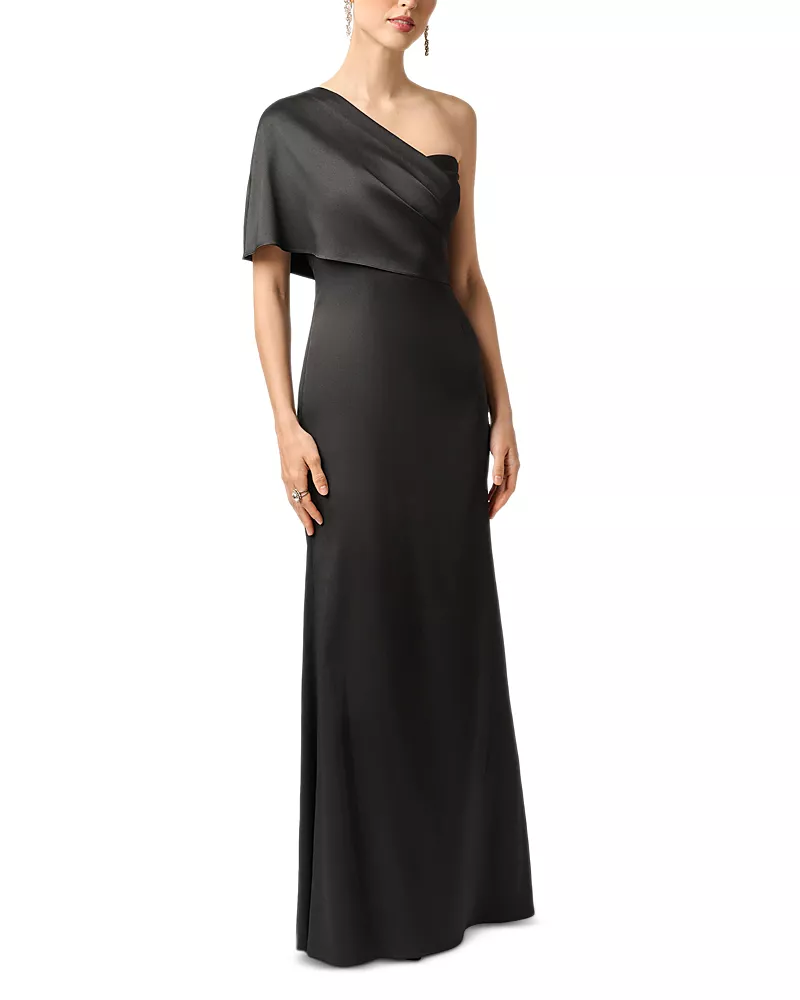 Aidan Mattox Stretch Mikado One Shoulder Dress