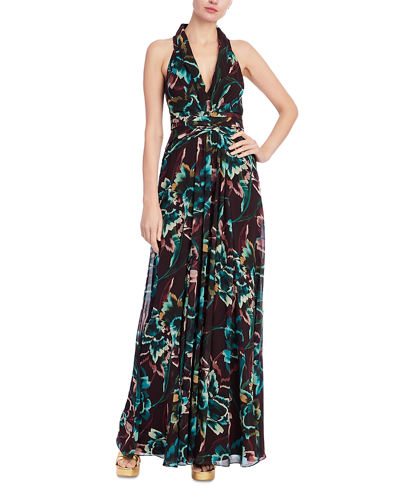 Badgley Mischka Floral Tuck Waist Dress