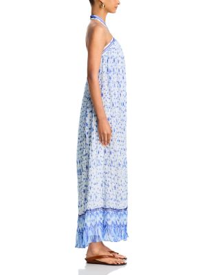 batik halter dress Aqua Women's Batik Halter Maxi Dress - Exclusive - Blue - Size XXS