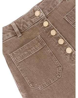 Petites Cali Mid Rise Flare Leg Jeans in Light Brown - thumbnail 6