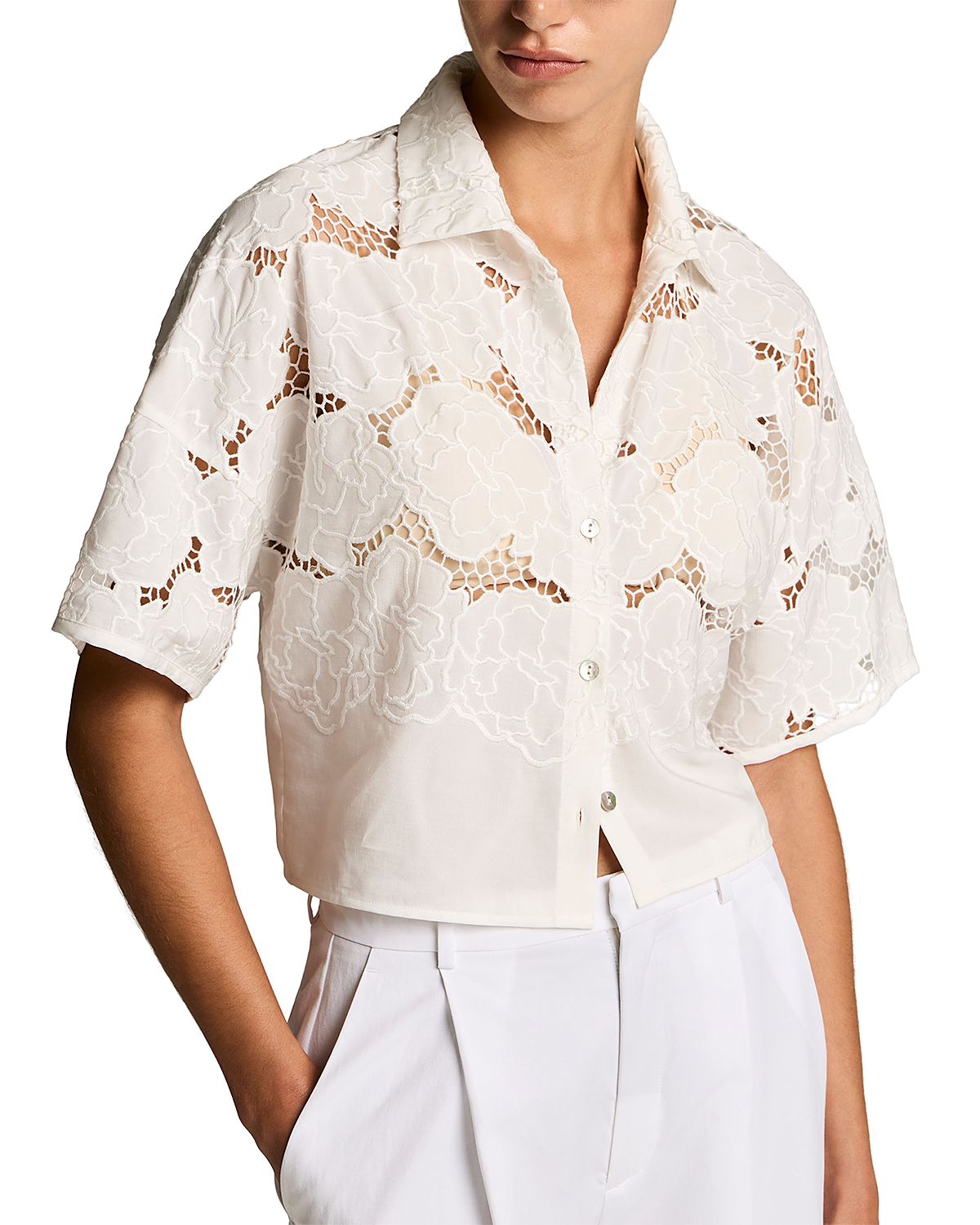 Vince Crop Lace Top