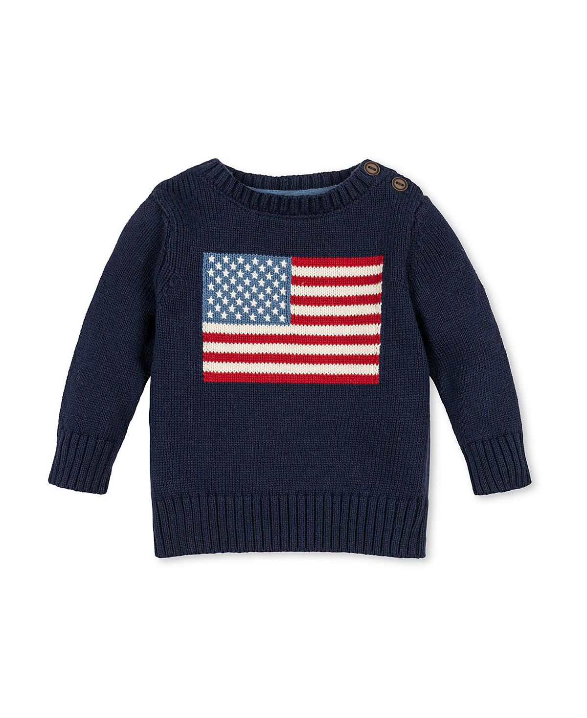 Hope & Henry Boys' Organic Crew Neck Flag Sweater - Baby