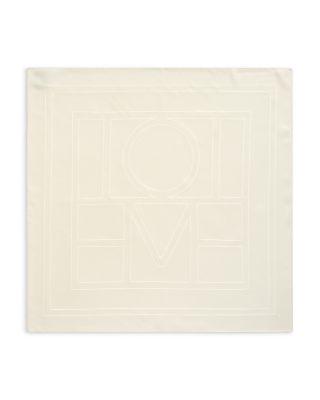 Embroidered Monogram Silk Scarf