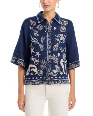 Meri Kimono Sleeve Linen Shirt 