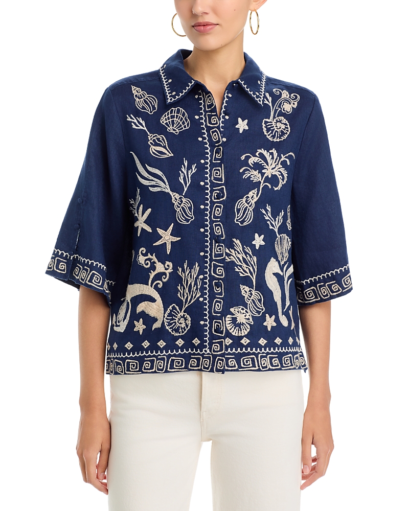 Johnny Was Meri Kimono Sleeve Linen Shirt