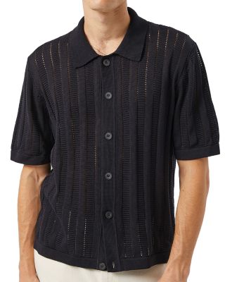 Pointelle Knit Stripe Shirt