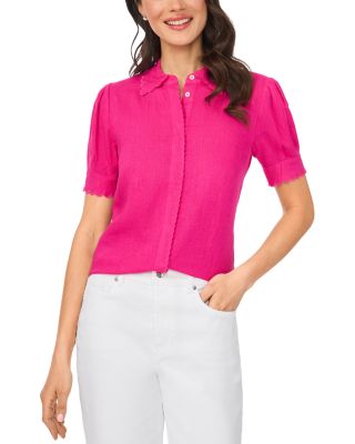 Short Sleeve Scallop Trim Shirt