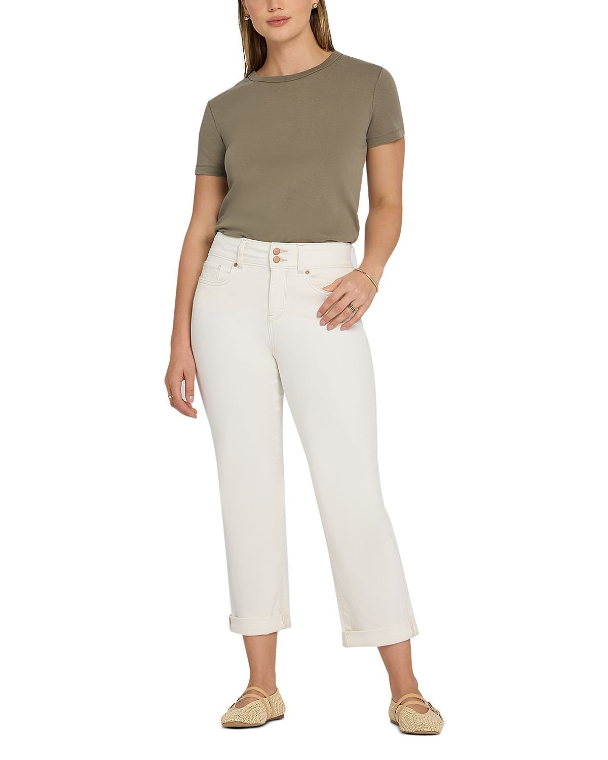 Nydj Petite Bailey High Rise Cropped Straight Jeans