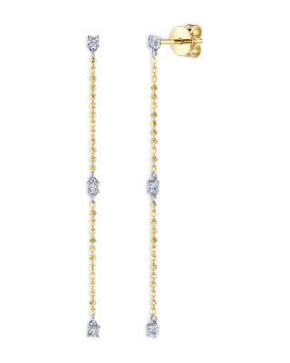 14K White & Yellow Gold Diamond Linear Drop Earrings, 0.16 tcw