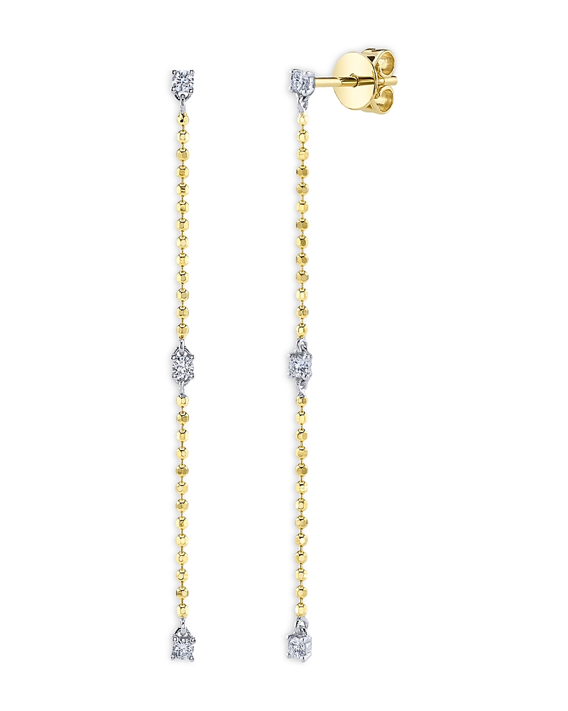 Moon & Meadow 14K White & Yellow Gold Diamond Linear Drop Earrings, 0.16 tcw