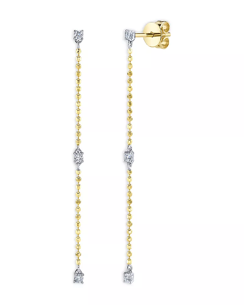 Moon & Meadow 14K White & Yellow Gold Diamond Linear Drop Earrings, 0.16 tcw