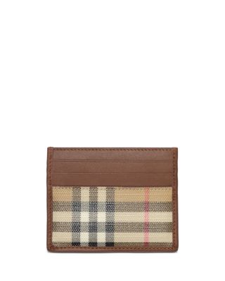 Tall Sandon Leather & Check Canvas Card Holder