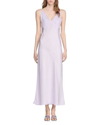 sandro lace detail maxi dress SANDRO Maxi lace-detail V-neck Dress | White