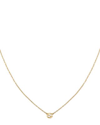 18K Yellow Gold Interlocking Logo Chain Necklace, 15.7-16.5"