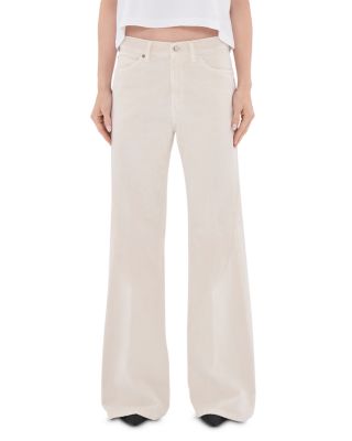 Clara Velvet Pier Wide Leg Jeans in Snow