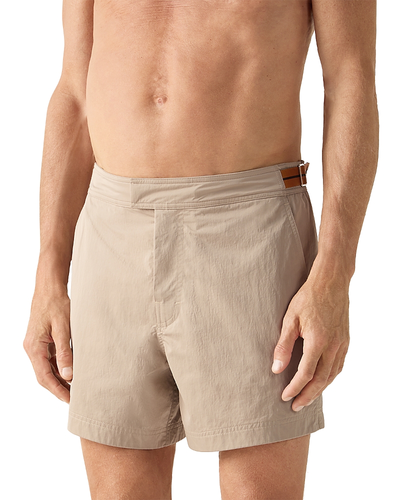Zegna Road Brand Mark Rio Swim Trunks In Brown