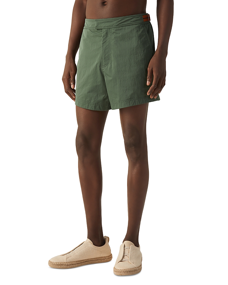 Zegna Road Brand Mark Rio Swim Trunks In Green