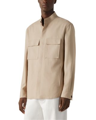 Zegna Oasi Lino Overshirt In Brown