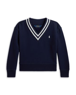 Girls' Striped Fleece V Neck Sweatshirt - Little Kid