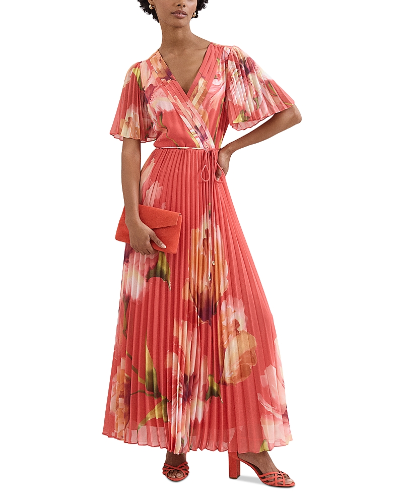 Phase Eight Petites Abigail Pleated Print Maxi Dress