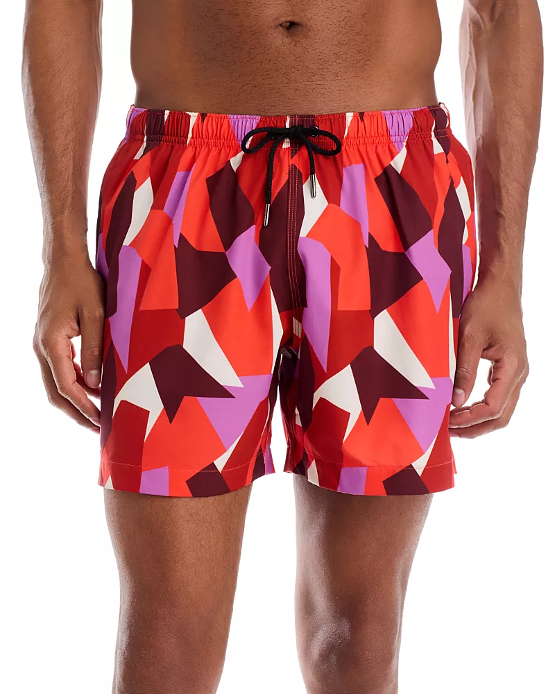 Yuasa Menswear Printed Mosaic 5 Swim Trunks