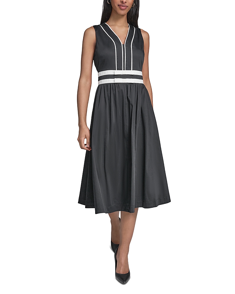 Karl Lagerfeld Paris Bow Trim Midi Dress