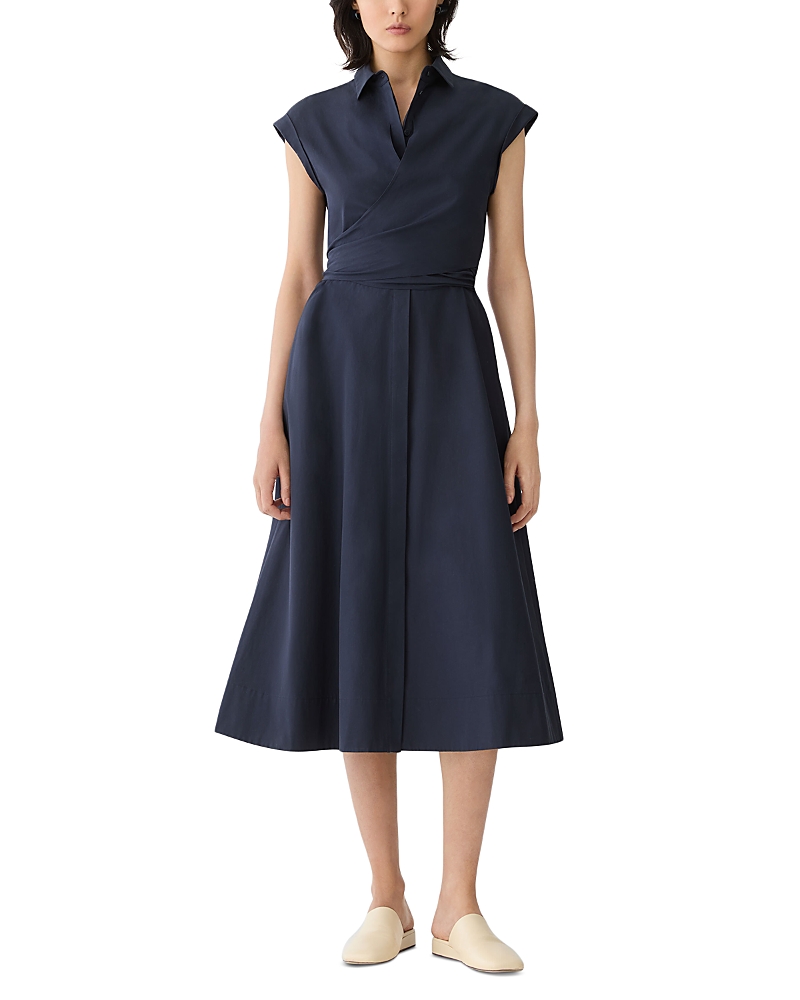 Lafayette 148 New York Cotton Poplin Wrap Shirt Dress