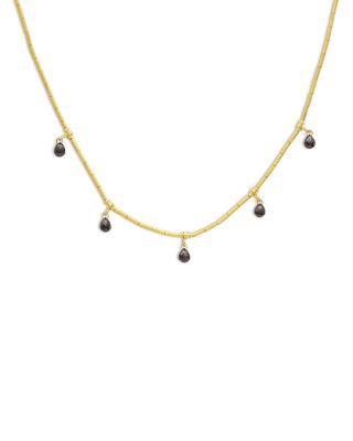 18K & 24K Yellow Gold Dew Black Diamond Briolette Dangle Collar Necklace, 2.84 tcw