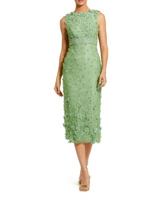  Floral Applique Sleeveless Midi Dress