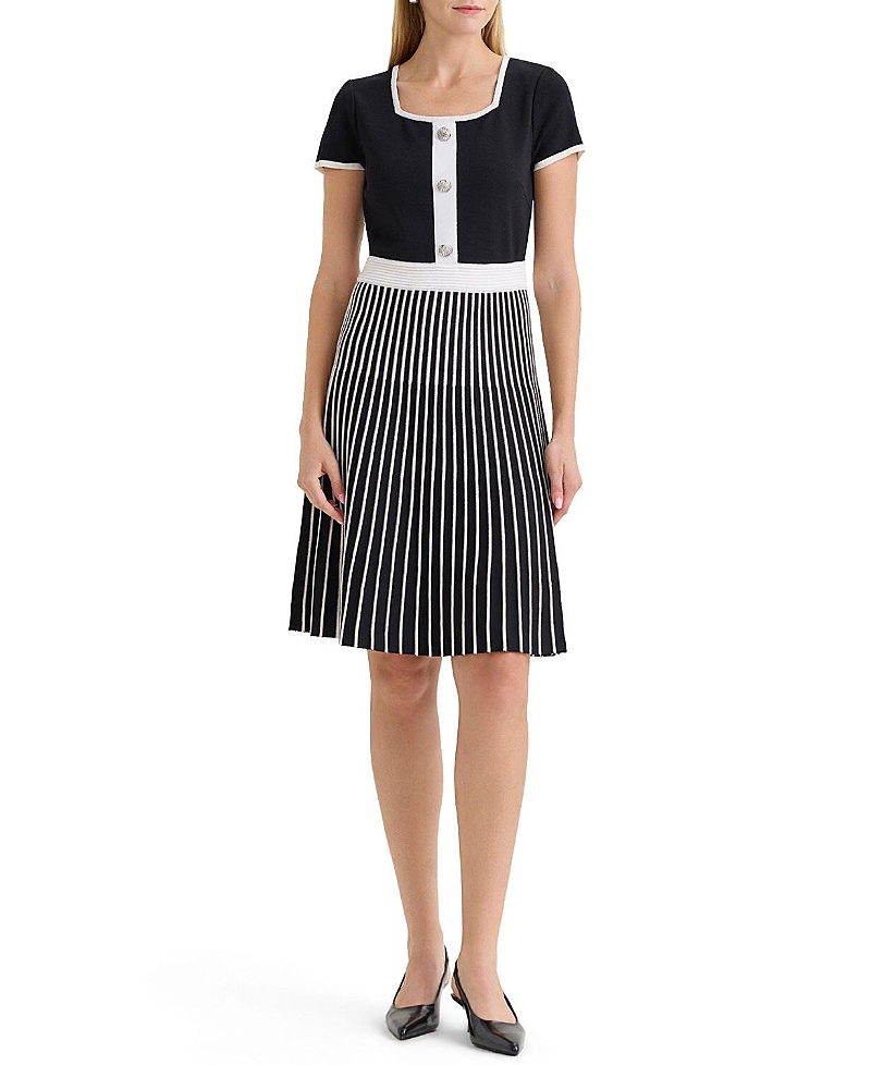 Ming Wang Fit-n-Flare Knee Length Soft Knit Dress