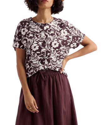 Tor Grass Cotton Button-Front Top