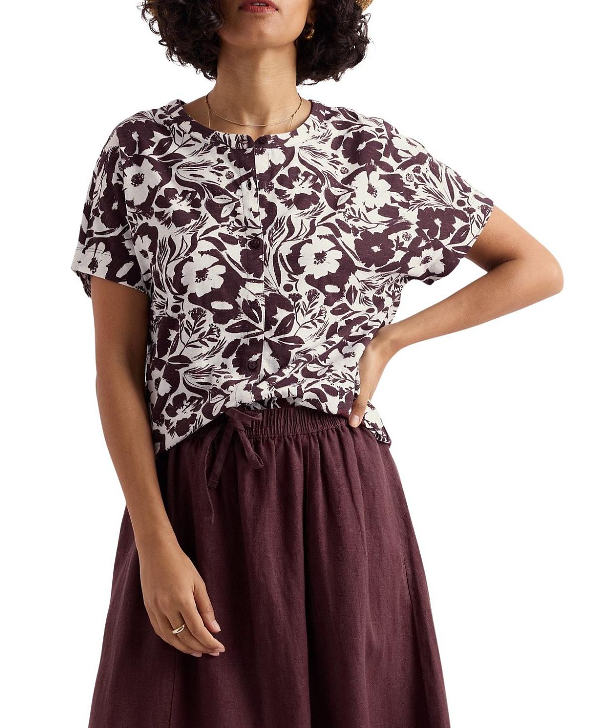 Seasalt Cornwall Tor Grass Cotton Button-Front Top