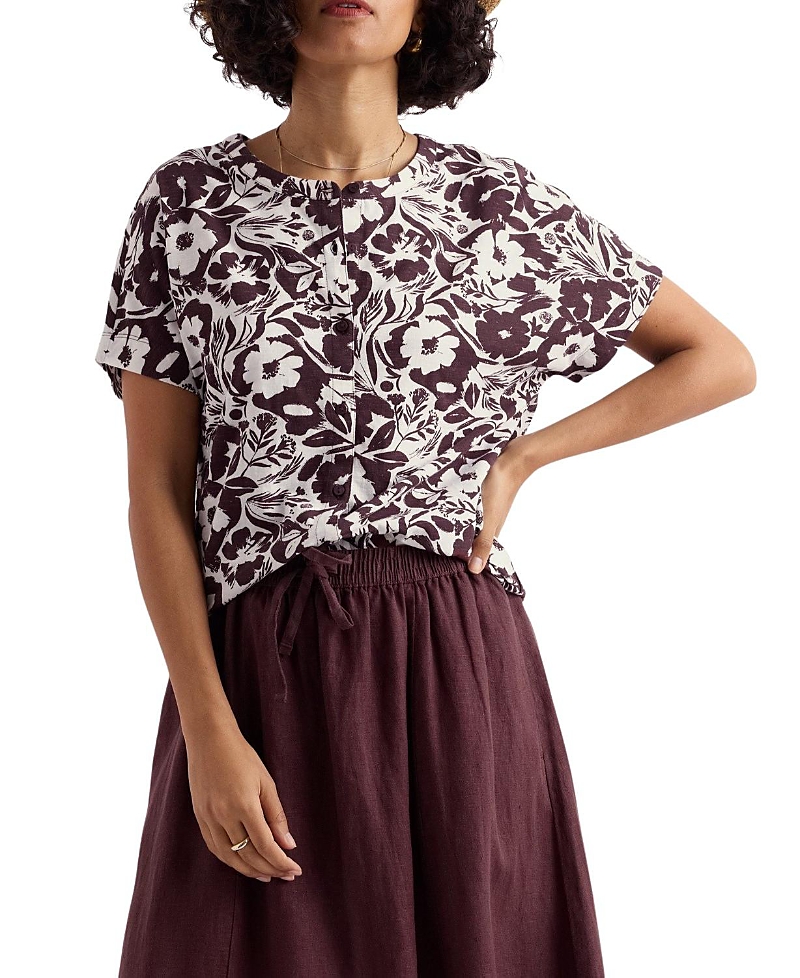Seasalt Cornwall Tor Grass Cotton Button-Front Top