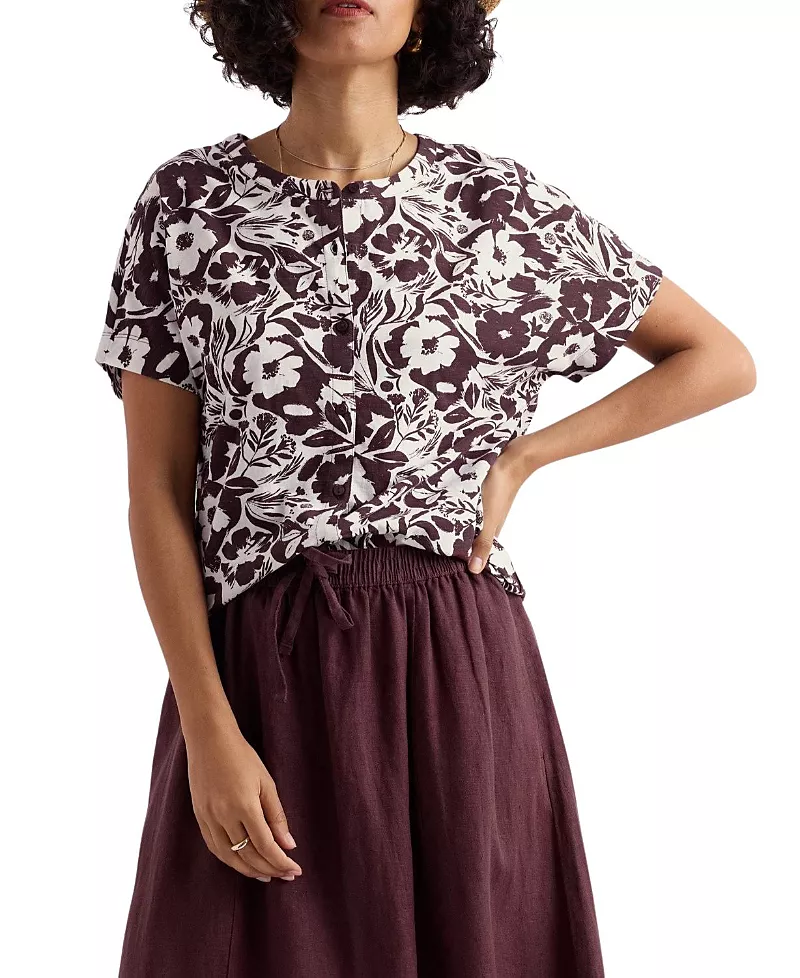 Seasalt Cornwall Tor Grass Cotton Button-Front Top