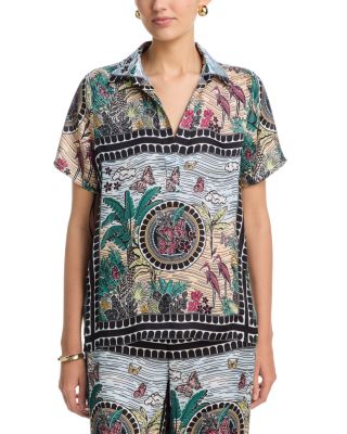 Short Sleeve Split Collar Blouse