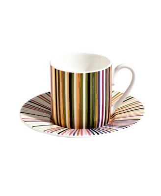  Stripes Coffee Cup & Saucer, Set of 2