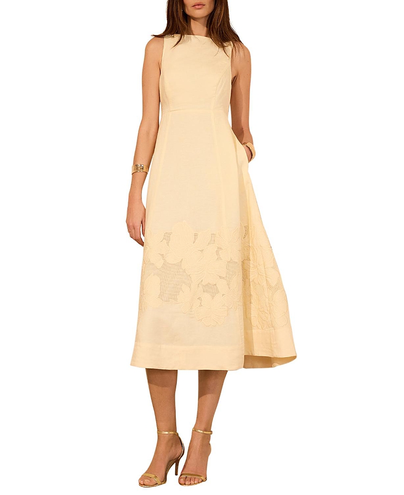 Mint Velvet Women's Linen Blend Lace Midi Dress