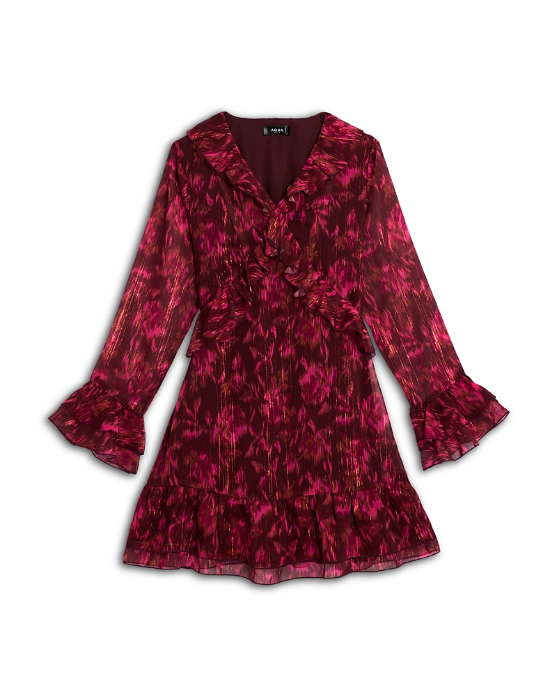 Aqua Girls' Long Sleeved Ruffled Dress, Big Kid - Exclusive