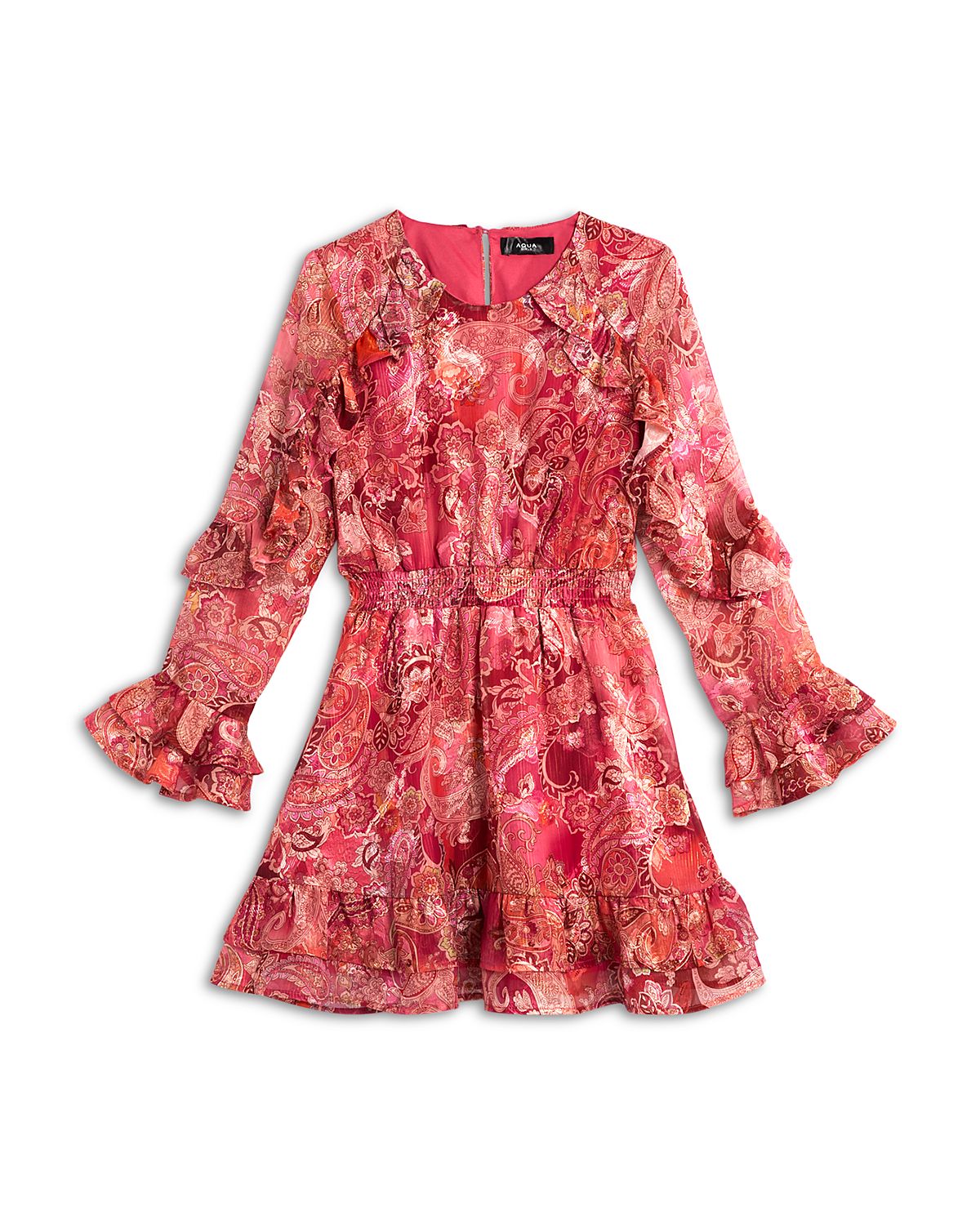 Aqua Girls' Long Sleeved Smocked Waist Dress, Big Kid - Exclusive