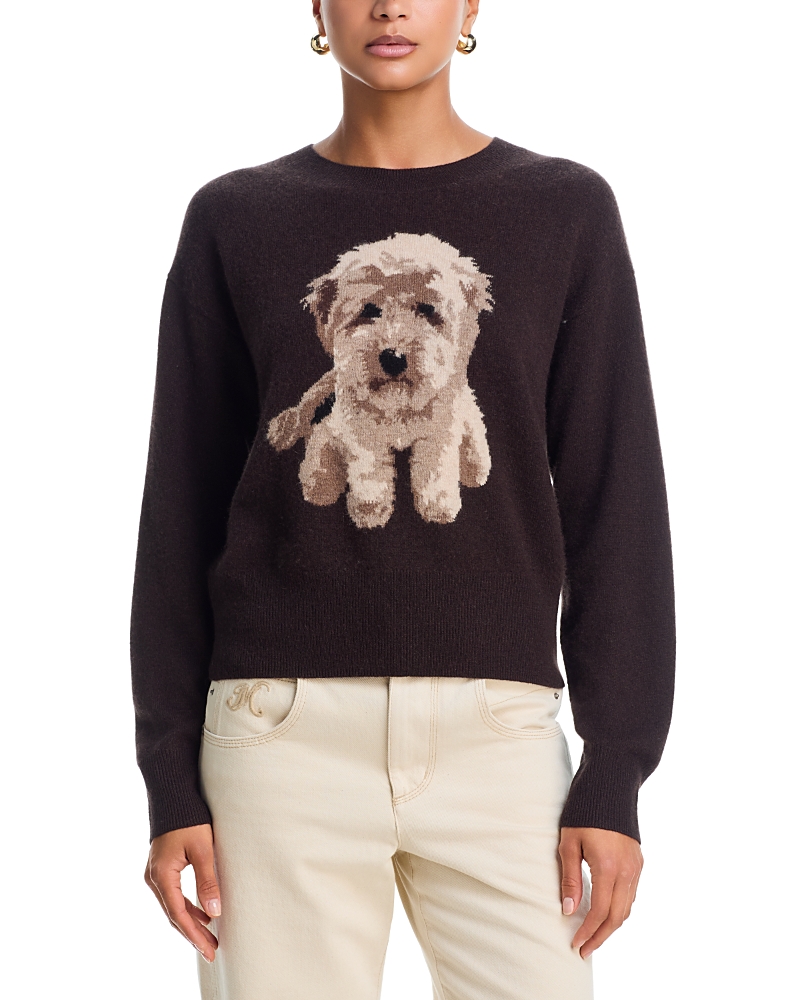 Aqua 100% Cashmere Doodle Dog Crewneck Sweater - Exclusive