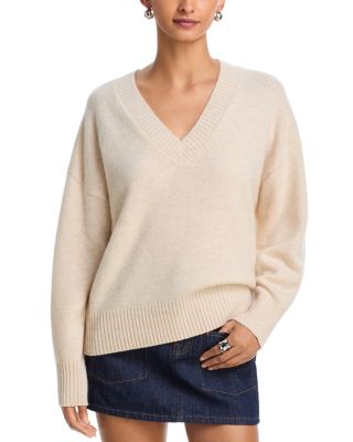 100% Cashmere V Neck Drop Shoulder Sweater - Exclusive