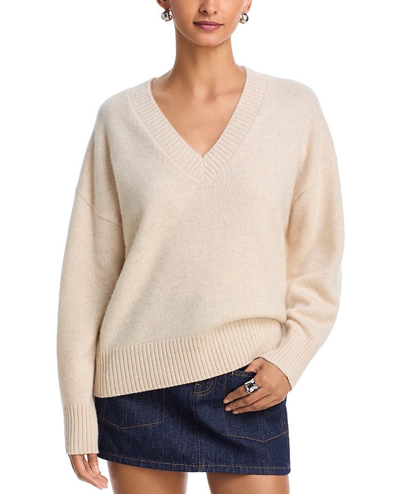 Aqua Cashmere V Neck Drop Shoulder Sweater - Exclusive