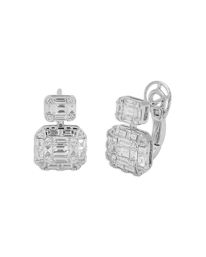 Zydo 18K White Gold Diamond Mosaic Two Element Earrings, 2.08 tcw