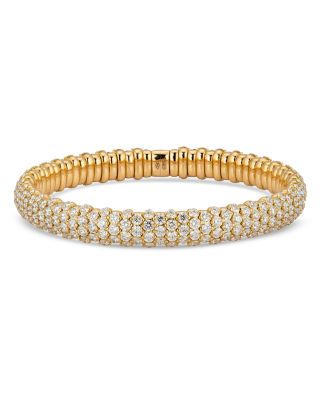 18K Gold Diamond Small Dome Stretch Bracelet, 10.36 tcw