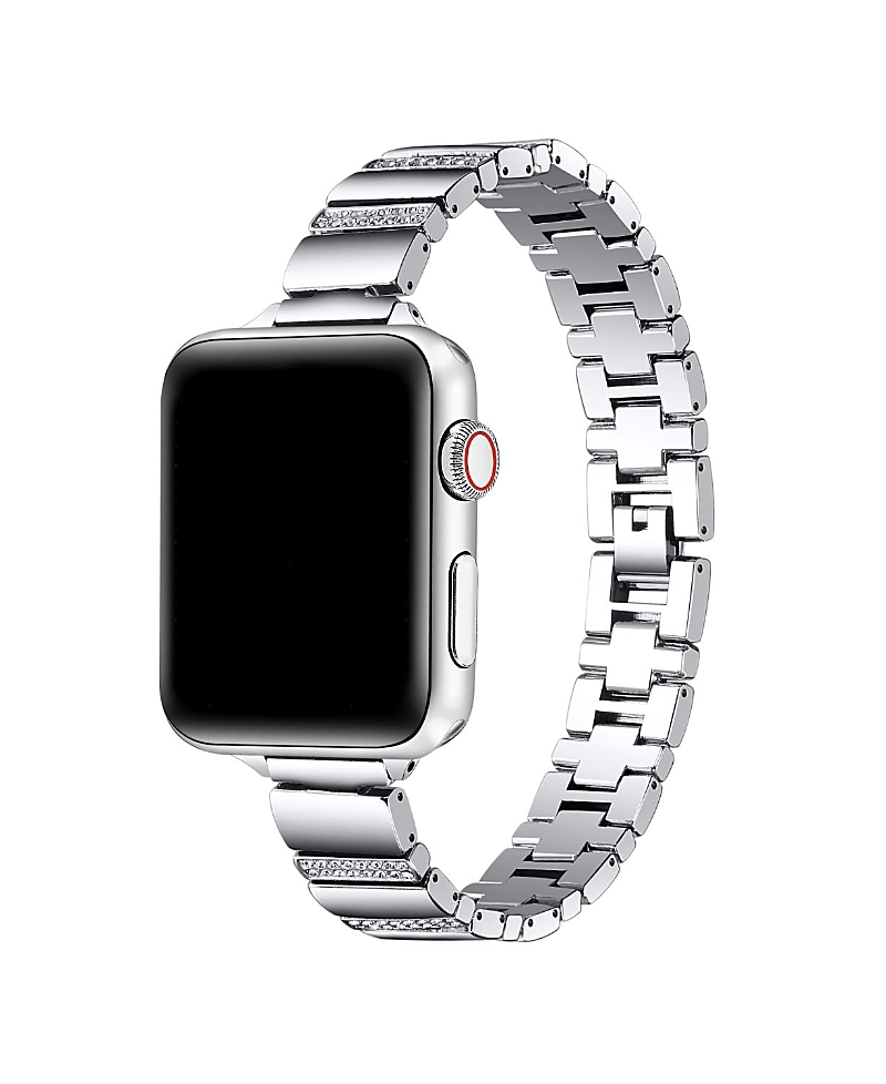 Posh Tech Soleil Rhinestone + Stainless Steel Band For Apple Watch In Silver