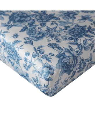 Liberty Fabric Regency Trail China Blue Fitted Sheet, Queen