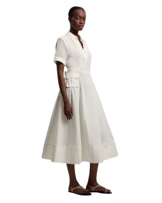 Utility Short Sleeve Organdie Midi Dress