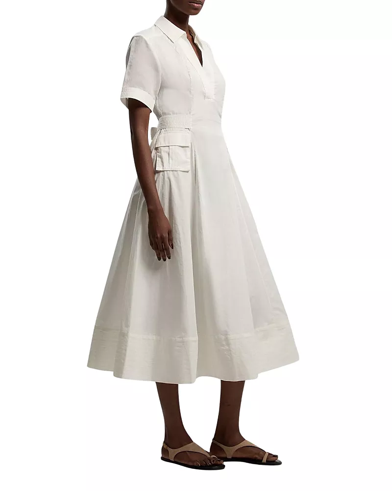 Karen Millen Utility Short Sleeve Organdie Midi Dress