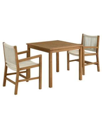  Vienna Outdoor Patio Teak and Rope Dining Set with Armchairs, Set of 3
