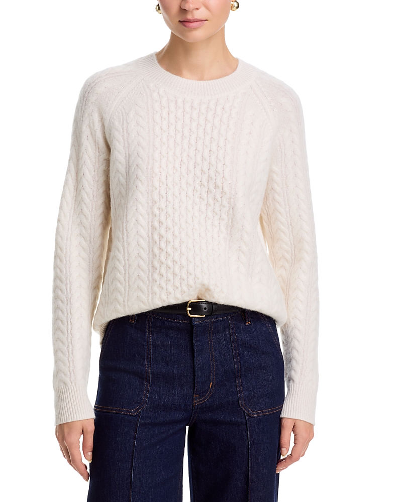 C by Bloomingdale's Cashmere 100% Cashmere Crewneck Cable Knit Sweater - Exclusive